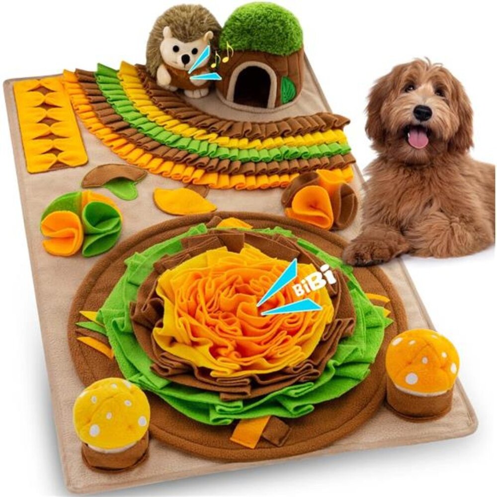 Pet Snuffle Mat for Dogs Hedgehog Puzzle Toy Large Sniffing Mat with Squeaky